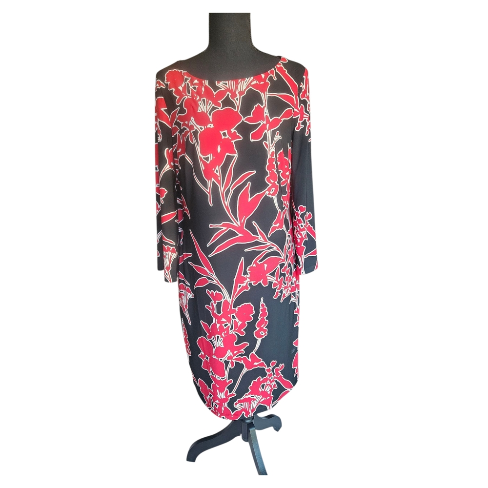 Ralph Lauren Black Dress with Floral Design, Size 10